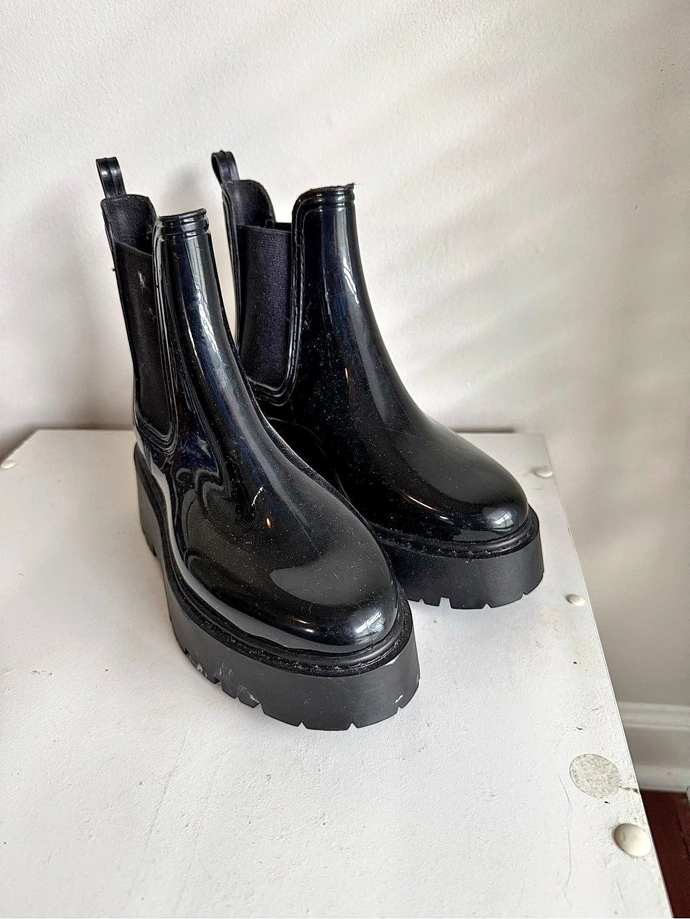 ASOS Black Lug Sole Chelsea Rain Boots